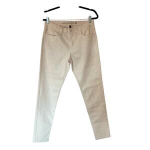 Marchesa Voyage Snakeskin-Textured White Pants